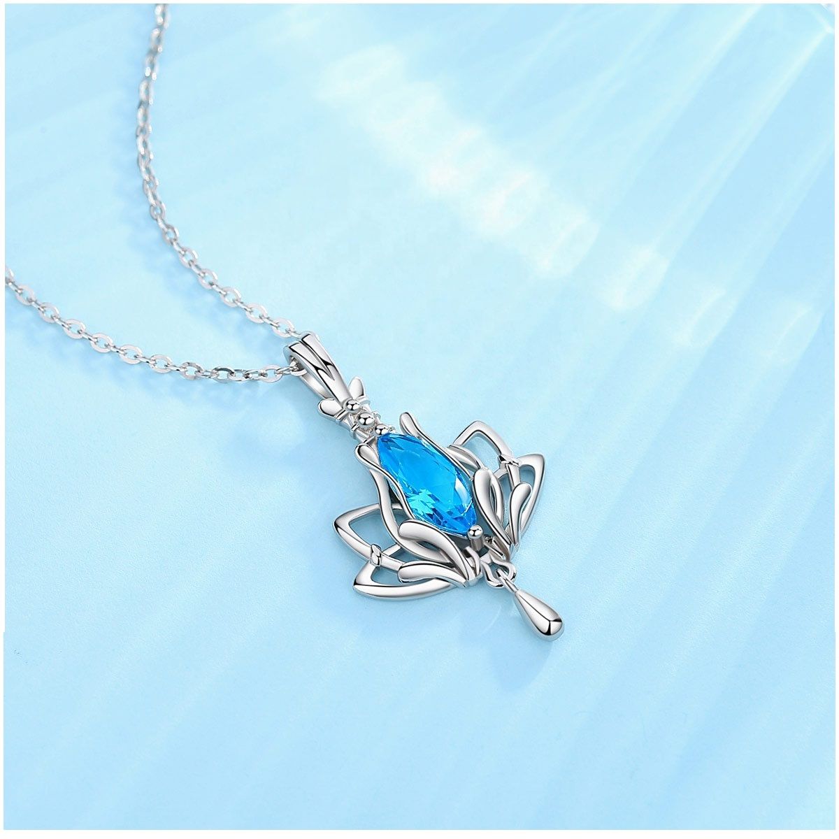 GENERICO - Collar flor de loto plata 925 joyas mujer regalo