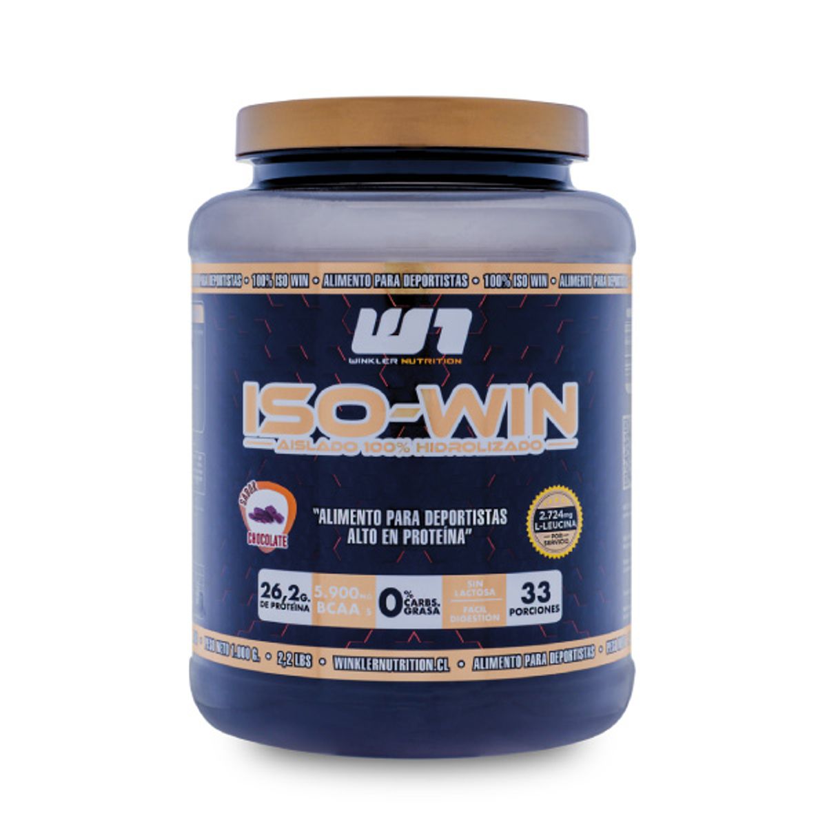WINKLER NUTRITION - Proteína hidrolizada Iso Win sabor chocolate 1 kg.