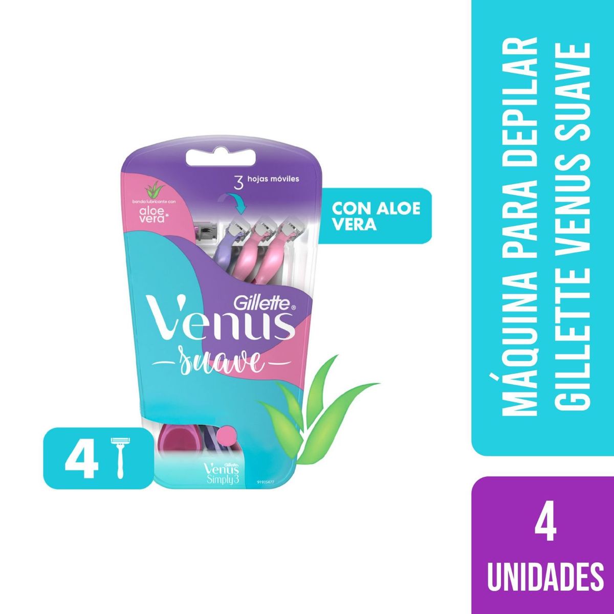 GILLETTE - Máquina Para Depilar Venus Suave 4 Un Gillette