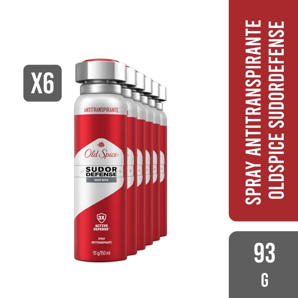 OLD SPICE - Pack 6 Spray Antitranspirante  Old Spice Sudor Defense 93g