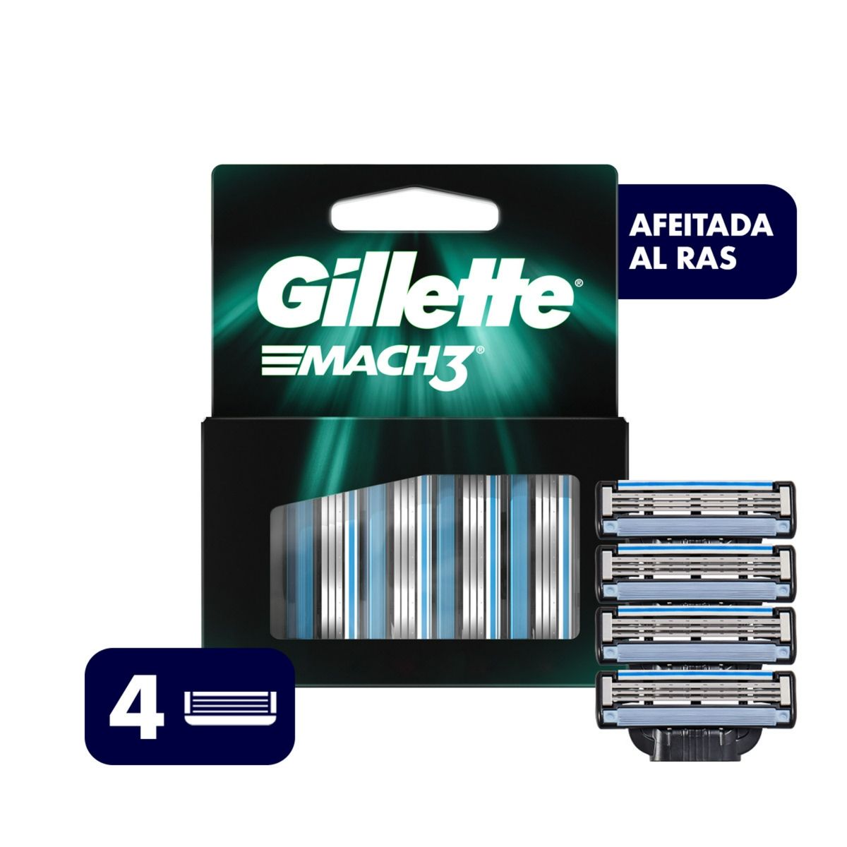 GILLETTE - Repuestos Para Afeitar Gillete Mach3 4 Unidades
