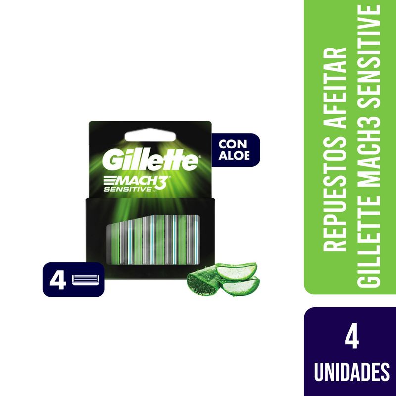 GILLETTE - Repuestos Gillete Mach3 Sensitive 4 un Negro