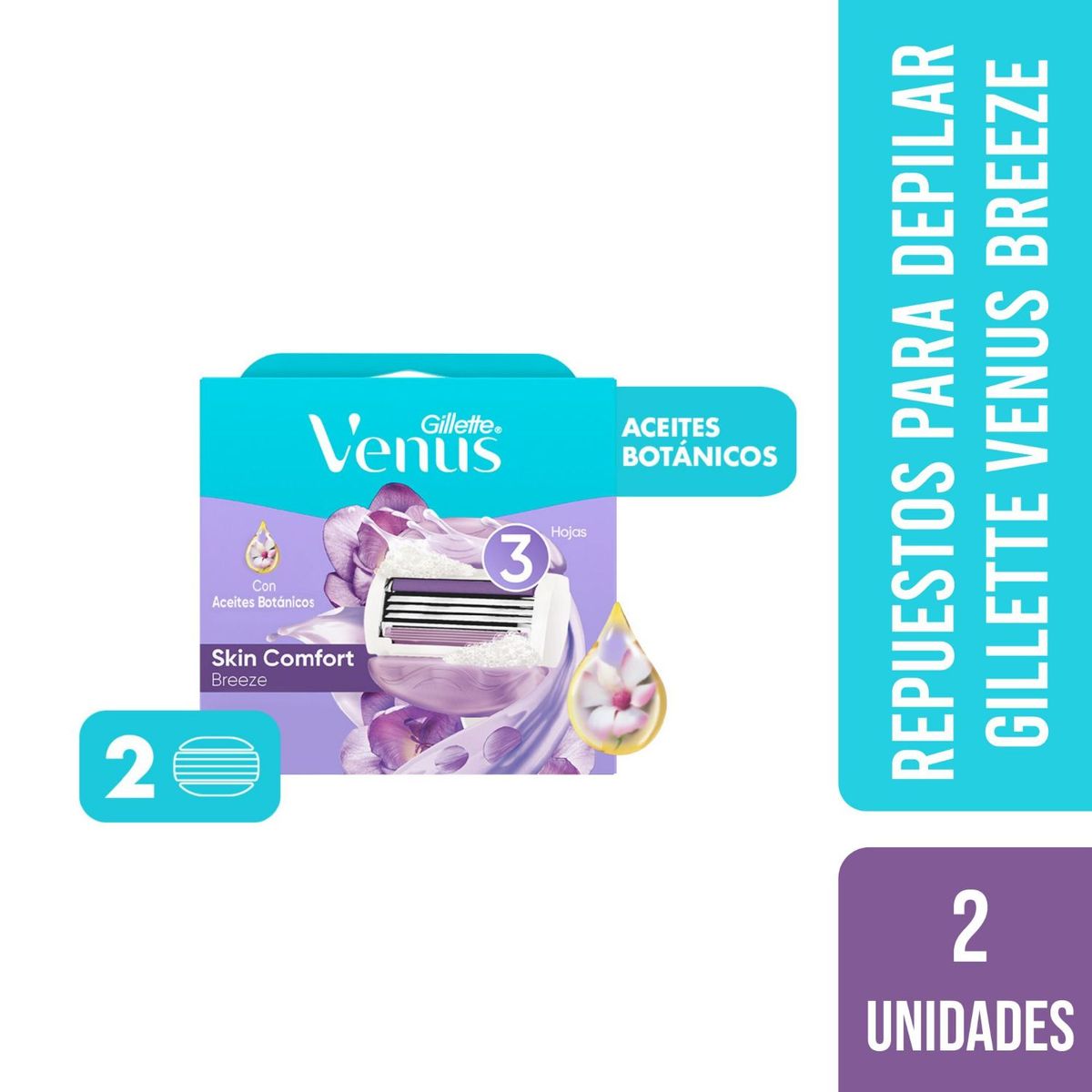 GILLETTE - Repuestos para Depilar Venus Breeze 2 Un Gillette
