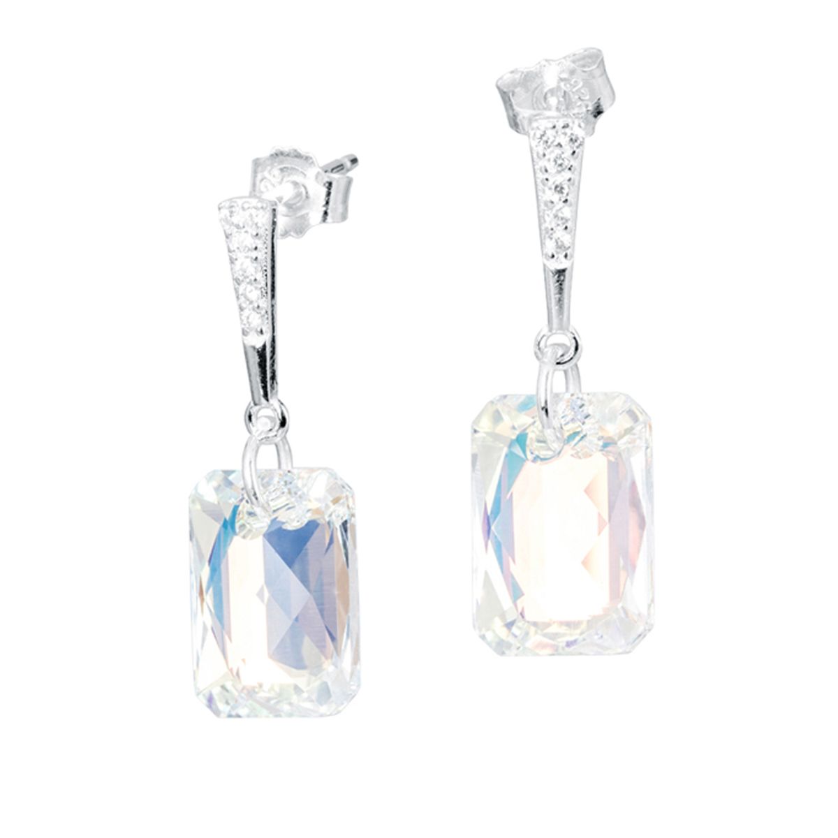 JOYAS MONTERO - Aros Estefania Plata Italiana 925 y Cristales Genuinos Aurora Boreal