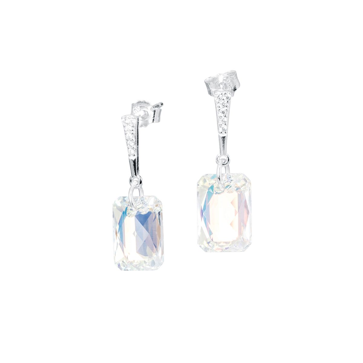 JOYAS MONTERO - Aros Estefania Plata Italiana 925 y Cristales Genuinos Aurora Boreal