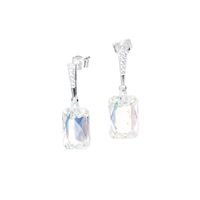 Aros Estefania Plata Italiana 925 y Cristales Genuinos Aurora Boreal