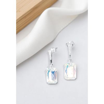 Imagen 2 del producto Aros Estefania Plata Italiana 925 y Cristales Genuinos Aurora Boreal