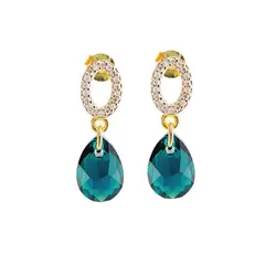 JOYAS MONTERO - Aros Gota de Luz Gold 24K creado con cristales de Swarovski® Emerald