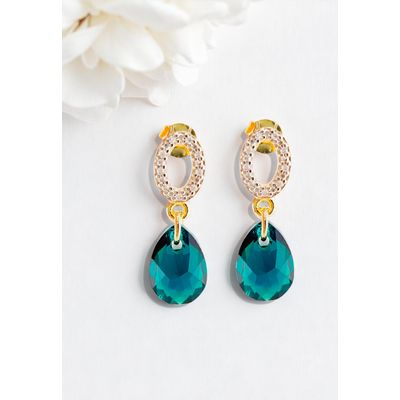 Imagen 2 del producto Aros Gota de Luz Gold 24K creado con cristales de Swarovski® Emerald