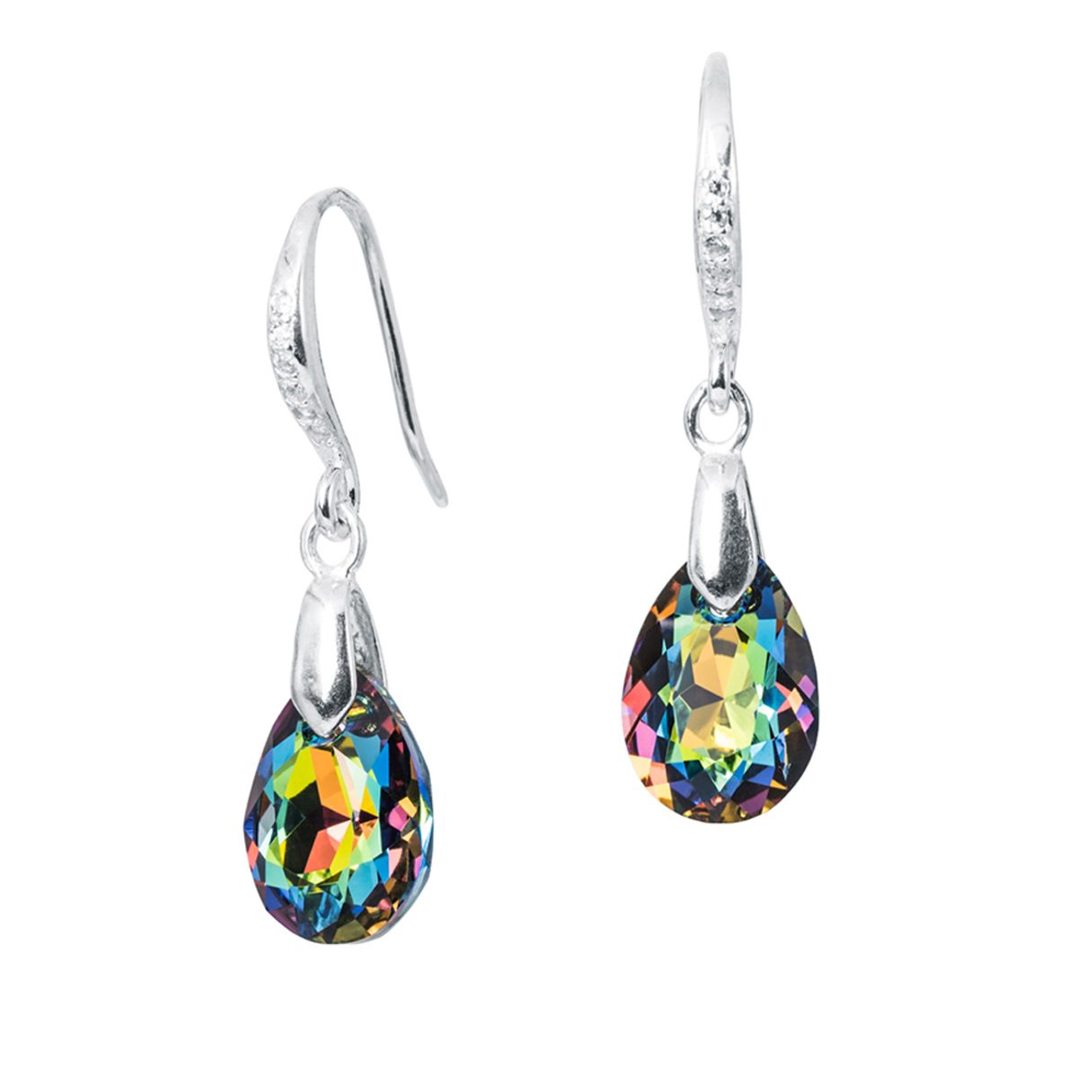 JOYAS MONTERO - Aros Gota de Luz Plata 925 creado con cristales de Swarovski® Vitral Medium