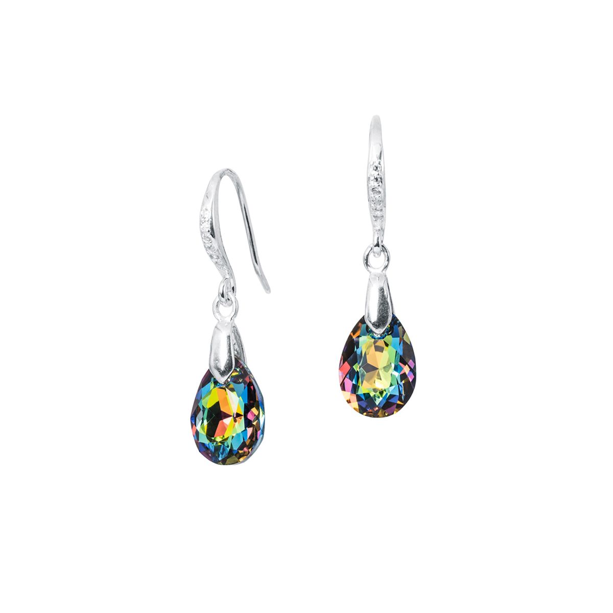 JOYAS MONTERO - Aros Gota de Luz Plata 925 creado con cristales de Swarovski® Vitral Medium