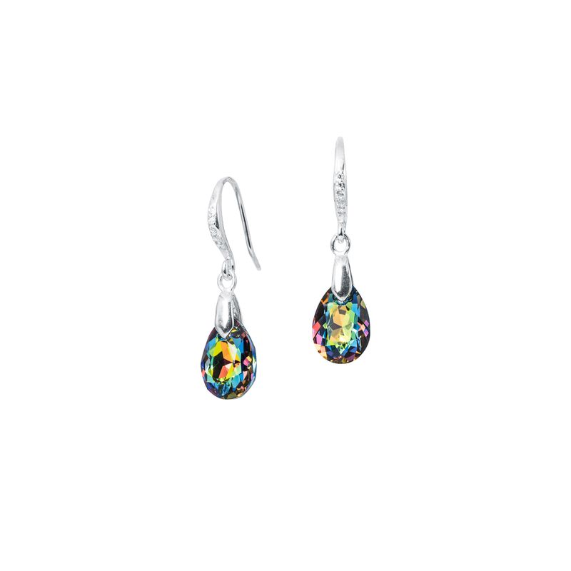 JOYAS MONTERO - Aros Gota de Luz Plata Italiana 925 Cristal Genuino Vitral Medium