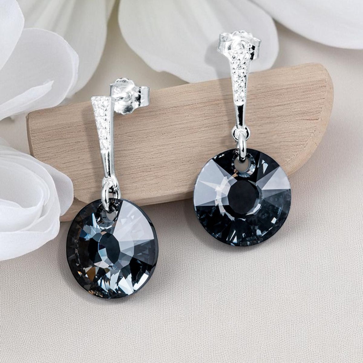 JOYAS MONTERO - Aros Paris Plata 925 creado con cristales de Swarovski® Silver Night