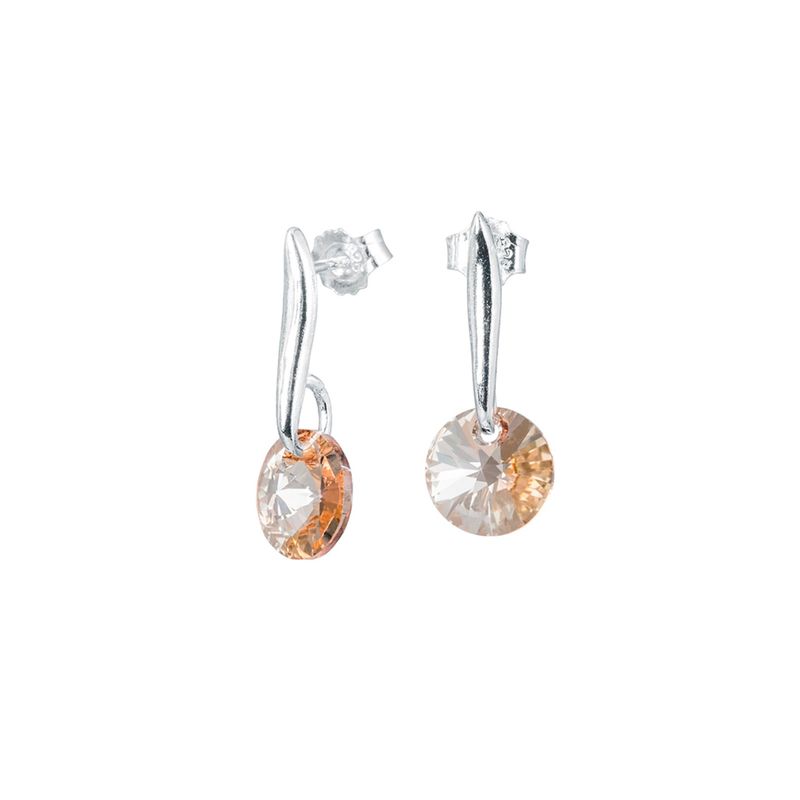 JOYAS MONTERO - Aros Punto de Luz Plata Italiana 925 y Cristal Genuino Golden Shadow