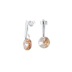 JOYAS MONTERO - Aros Punto de Luz Plata Italiana 925 y Cristal Genuino Golden Shadow