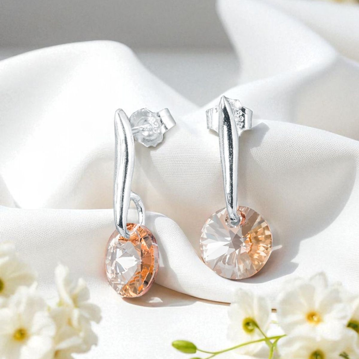 JOYAS MONTERO - Aros Punto de Luz Plata 925 creado con cristales de Swarovski® Golden Shadow