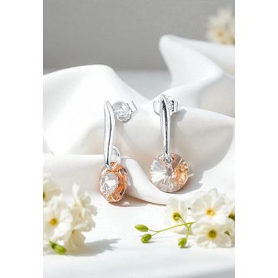 Imagen 2 del producto Aros Punto de Luz Plata 925 creado con cristales de Swarovski® Golden Shadow