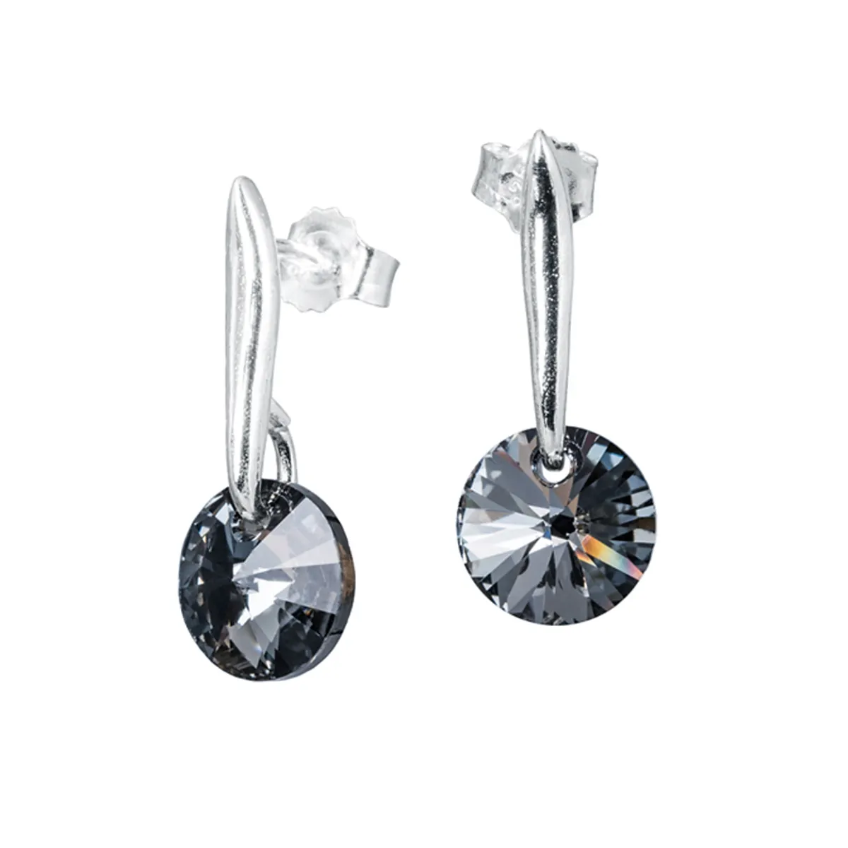 JOYAS MONTERO - Aros Punto de Luz Plata 925 creado con cristales de Swarovski® Silver Night