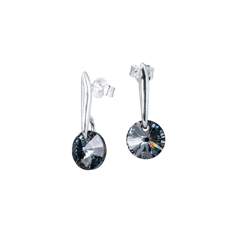 JOYAS MONTERO - Aros Punto de Luz Plata Italiana 925 y Cristales Genuinos Silver Night.-