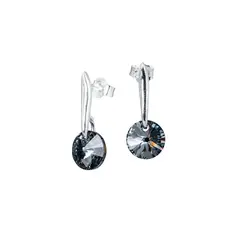 JOYAS MONTERO - Aros Punto de Luz Plata Italiana 925 y Cristales Genuinos Silver Night.-