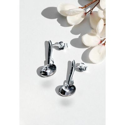 Imagen 2 del producto Aros Punto de Luz Plata 925 creado con cristales de Swarovski® Silver Night