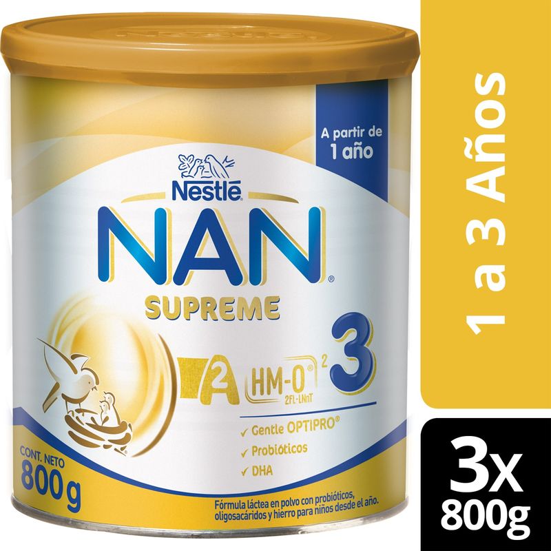 NAN - Fórmula Infantil Nan® Supreme 3 800g X3 Tarros Sabor Natural
