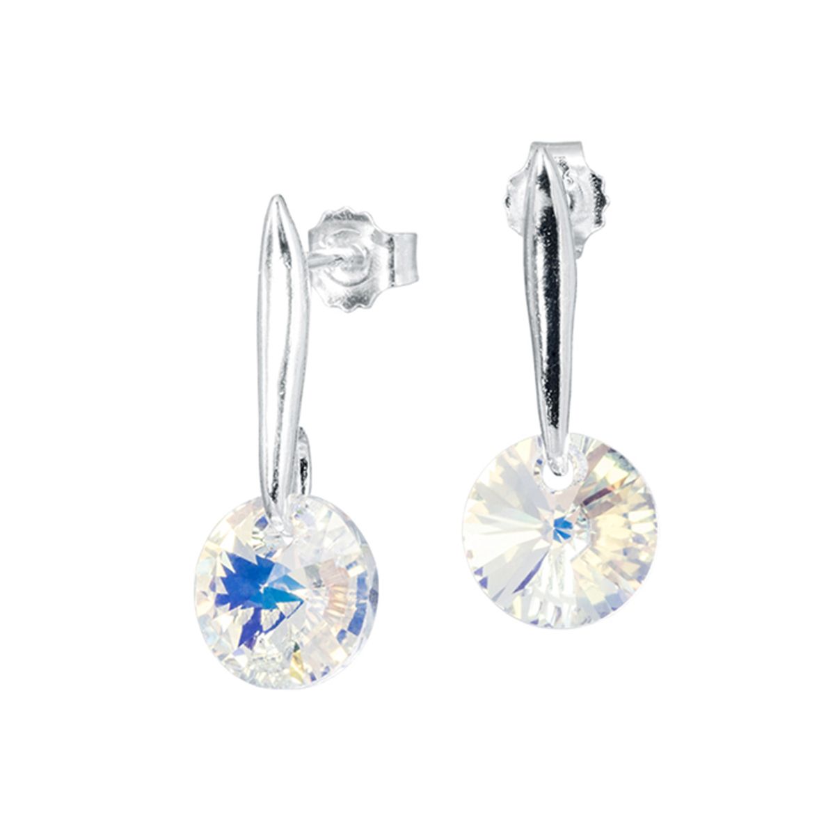 JOYAS MONTERO - Aros Punto de Luz Plata 925 creado con cristales de Swarovski® Aurora Boreal