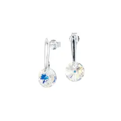 JOYAS MONTERO - Aros Punto de Luz Plata Italiana 925 y Cristal Genuino Aurora Boreal