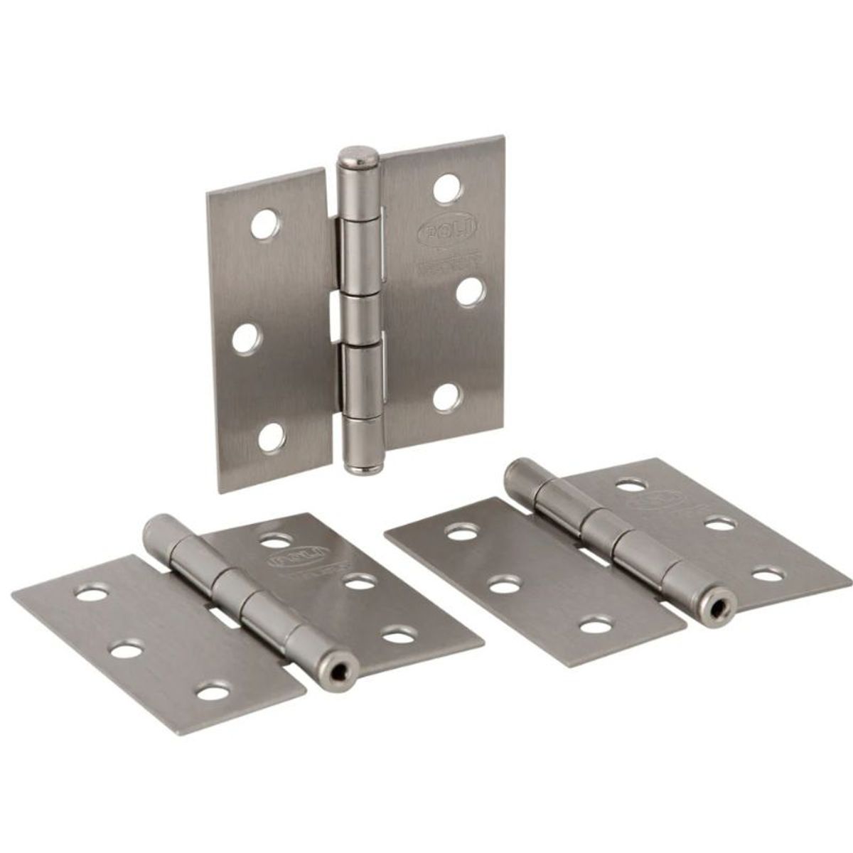POLI - Pack de 3 Bisagras de Acero 3x3 pulgadas Níquel Satinado