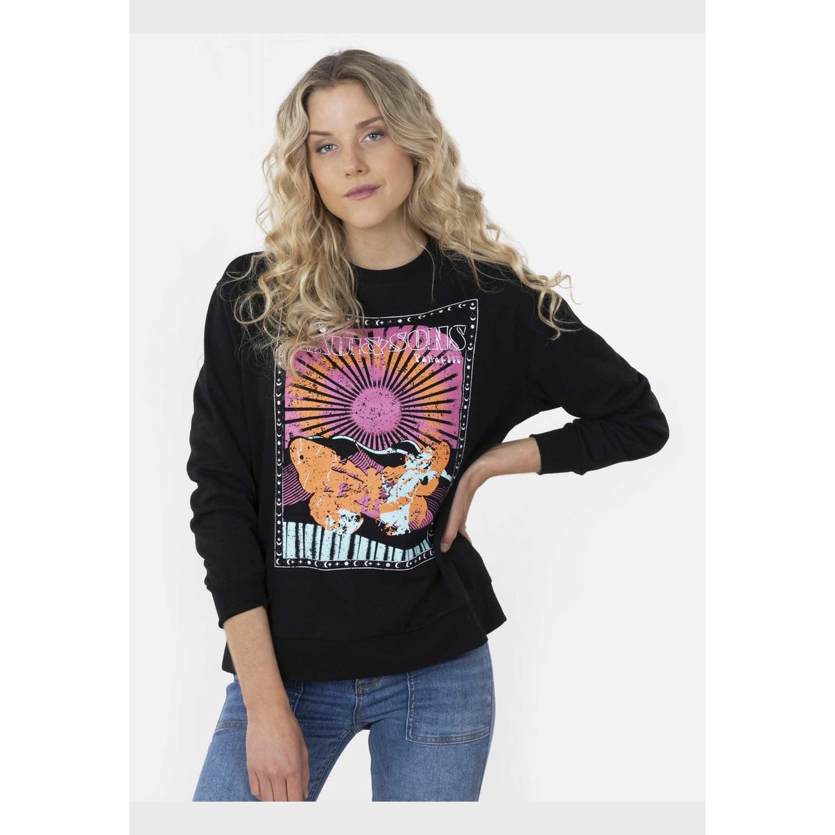 MAUI AND SONS - Poleron BUTTERFLY IN CREW Mujer Negro Maui and Sons