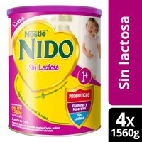 Fórmula Láctea Nido® 1+ Sin Lactosa 1560g X4 Tarros