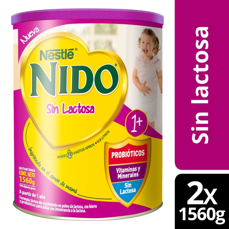 NESTLE - Fórmula Láctea Nido® 1 Sin Lactosa 1560g X2 Uds