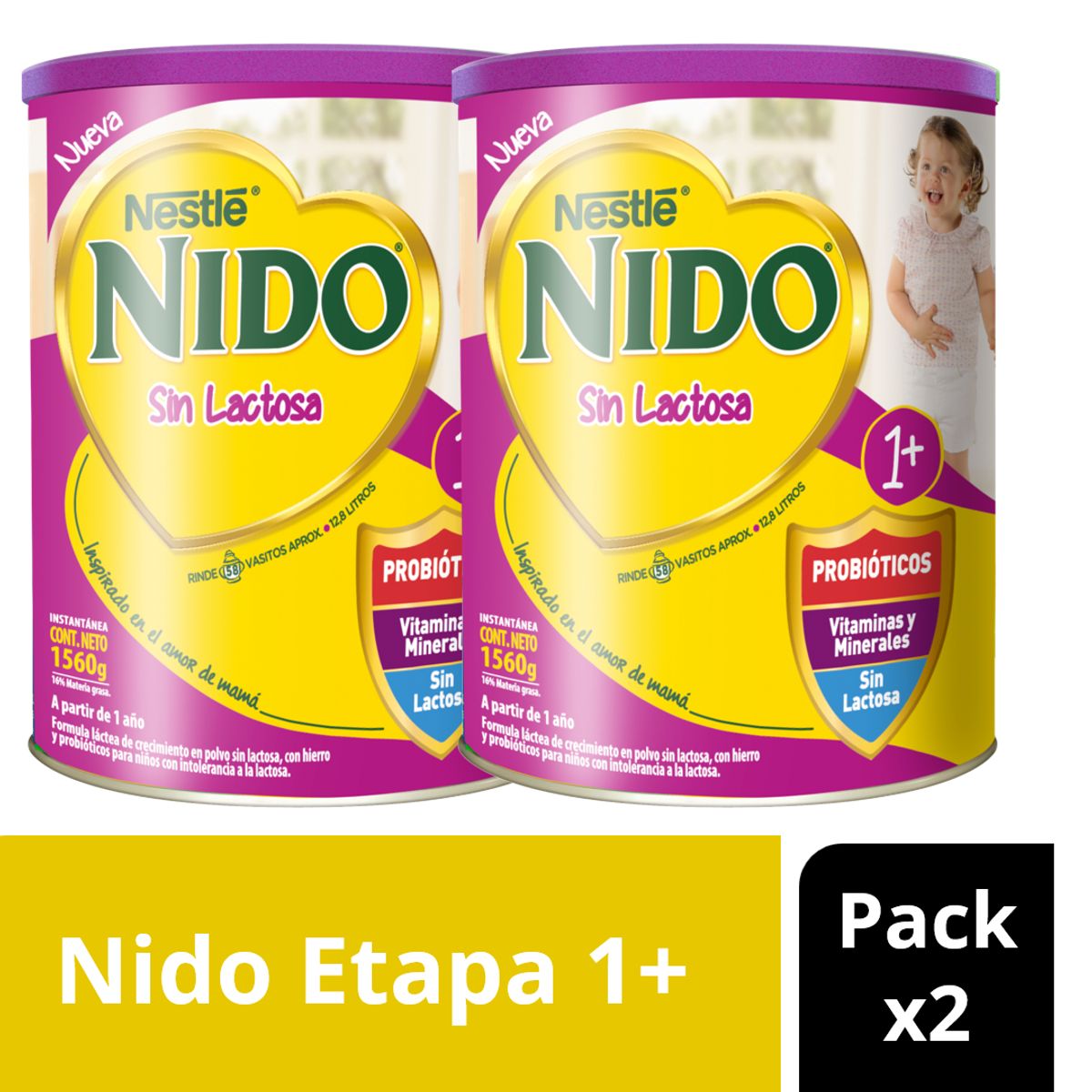 NESTLE - Fórmula Láctea NIDO® 1 Sin Lactosa 1560g X2 Uds