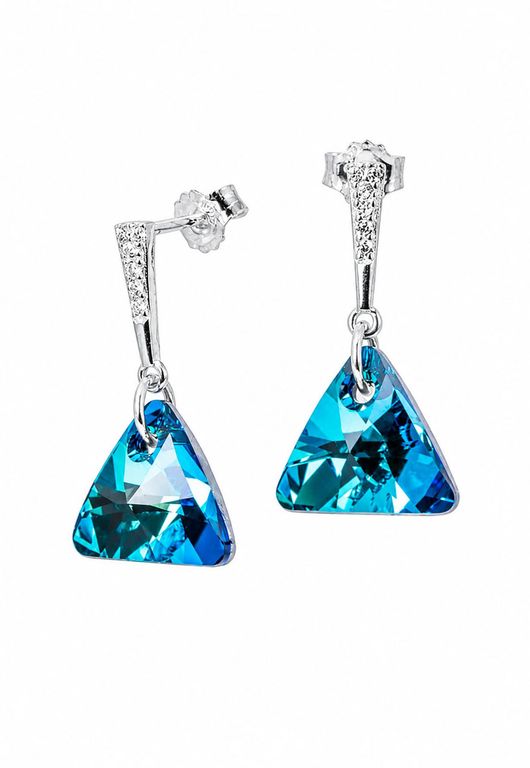 Aros Trinidad Plata 925 creado cristales de Swarovski Bermuda Blue Azul TALLA UNICA