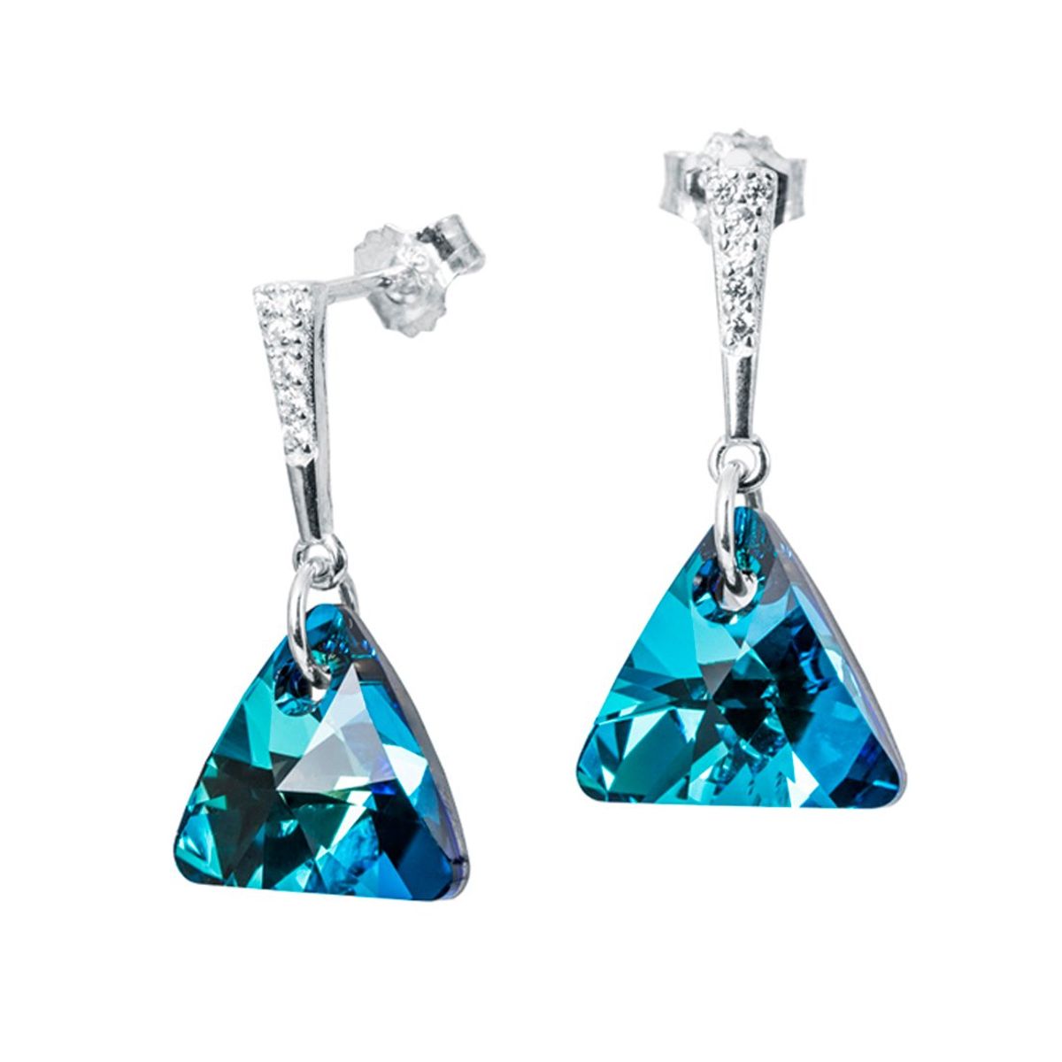 JOYAS MONTERO - Aros Trinidad Plata 925 creado cristales de Swarovski®  Bermuda Blue