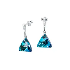 JOYAS MONTERO - Aros Trinidad Cristales Genuinos Bermuda Blue