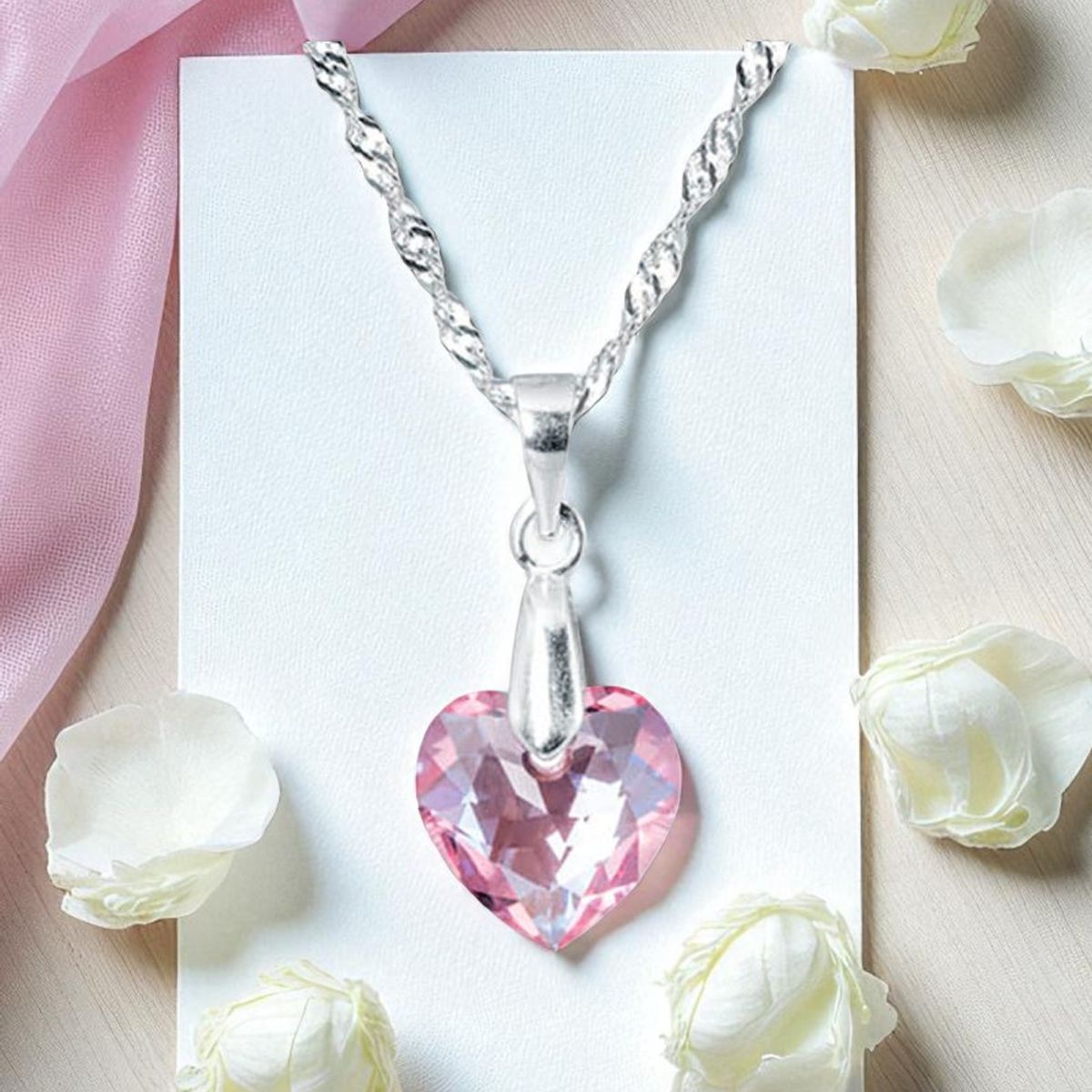 JOYAS MONTERO - Collar Amor Plata 925 creado con cristales de Swarovski® Rose