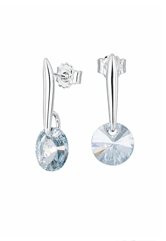 Aros Punto de Luz Plata 925 creado con cristales de Swarovski Blue Shade Celeste Claro TALLA UNICA
