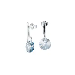 JOYAS MONTERO - Aros Punto de Luz Plata Italiana 925 y Cristales Genuinos Blue Shade