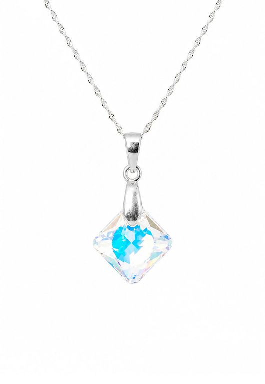 Collar Cristina Plata 925 creado con cristales de Swarovski Aurora Boreal Blanco 1