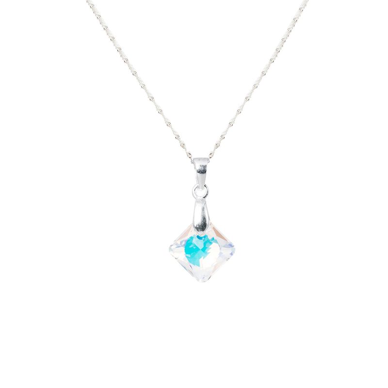 JOYAS MONTERO - Collar Cristina Plata Italiana 925 y Cristal Genuino Aurora  Boreal