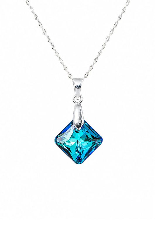 Collar Cristina Plata 925 creado con cristales de Swarovski Bermuda Blue Azul TALLA UNICA