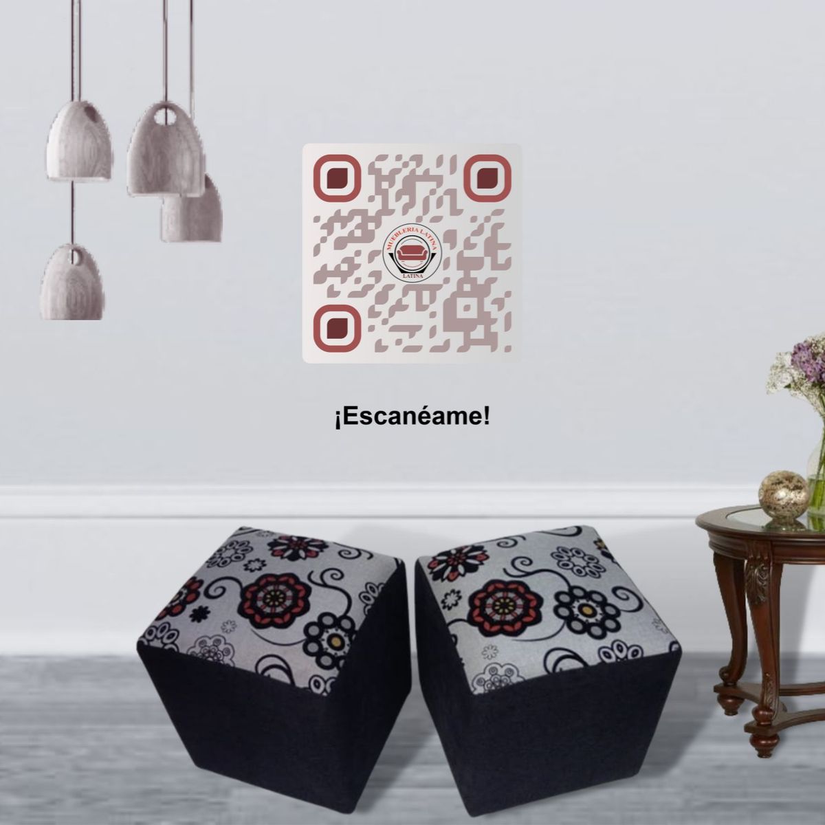 MUEBLERIA LATINA - POUF LINO COMPOSE NEGRO