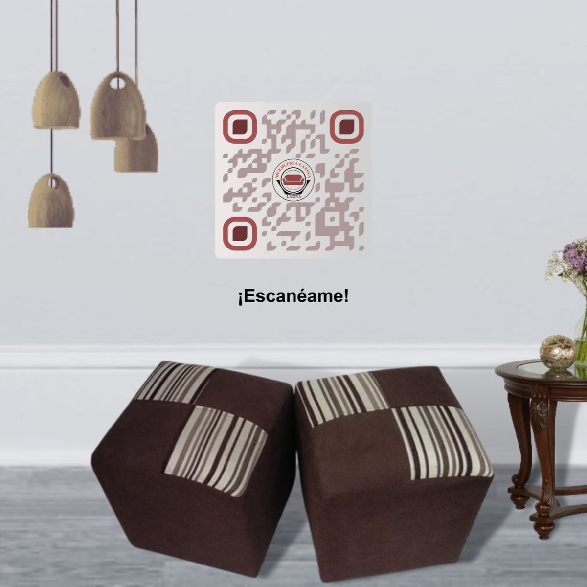 MUEBLERIA LATINA - POUF LINO COMPOSE CHOCOLATE.