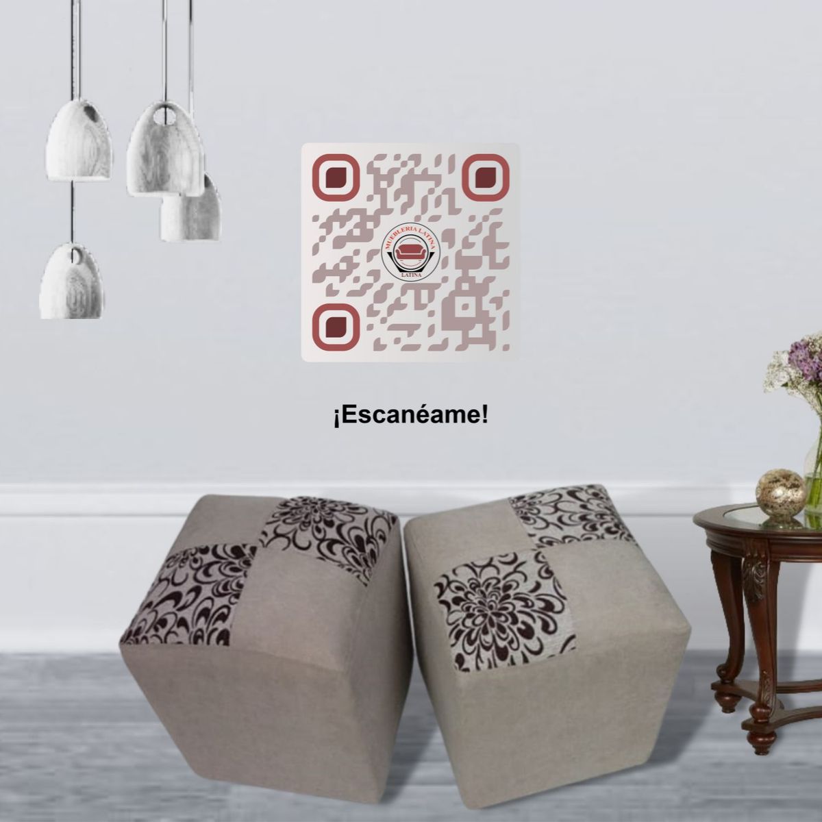 MUEBLERIA LATINA - POUF LINO COMPOSE BLANCO