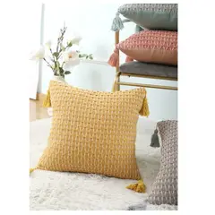 GENERICO - Cojin Decorativo FundaRelleno Color Amarillo Medida 45x45 cms