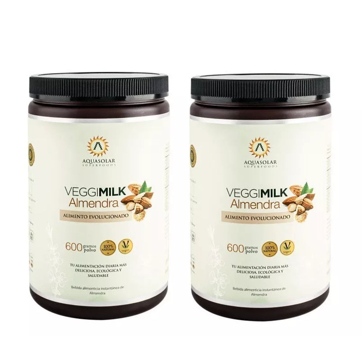 AQUASOLAR - Veggimilk Almendras 2x600 Grs para 30 Litros