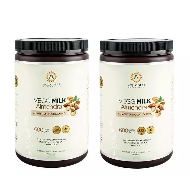 AQUASOLAR - Leche de Almendras Veggimilk 2x600 Grs para 30 Litros