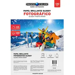PACIFIC COLOR - Papel Fotográfico Glossy 100 Hojas A4 130grs