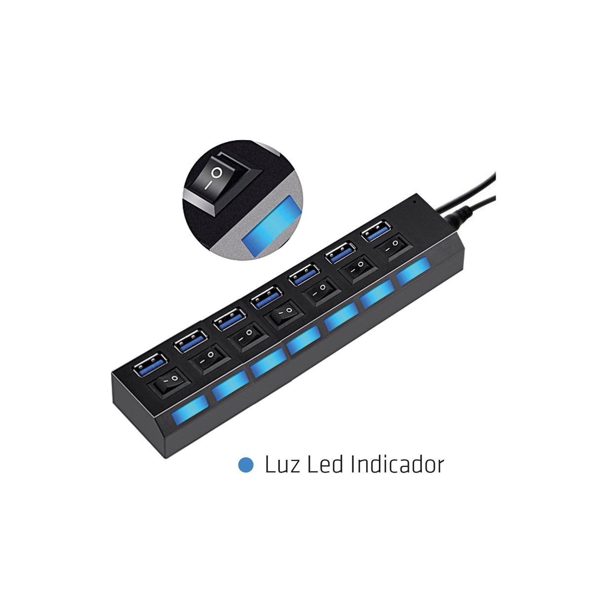 TECNOLAB - Hub 7 Puertos USB 3.0 Multi Cargador Tecnolab